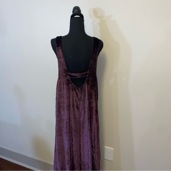 Anthropologie by MAEVE Plum Purple Velvet Overalls Jumpsuit Wide leg Boho Small - Picture 6 of 9